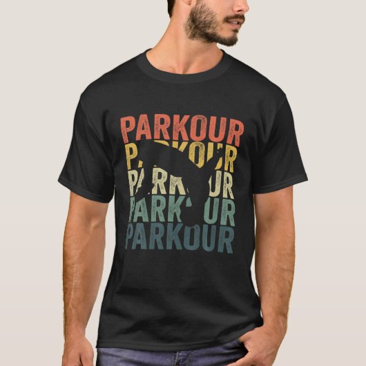 Funny Parkour Retro Silhouette Style Desig T-shirt (Voorkant)