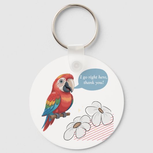 Funny Parrot Acryl Sleutelhanger – Aangepaste teks (Achterkant)