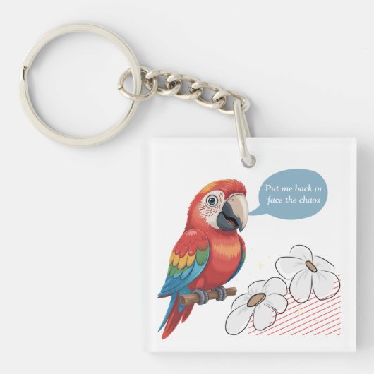 Funny Parrot Acrylic Keychain – Custom Text & Imag (voorkant)