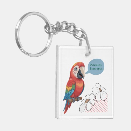 Funny Parrot Acrylic Keychain – Custom Text & Imag (Voorkant Links)
