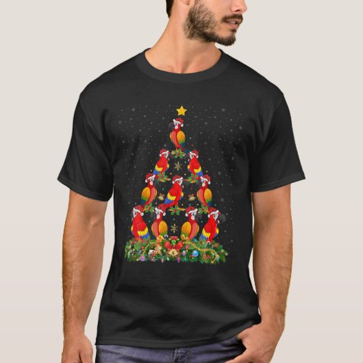 Funny Parrot Bird Lover Santa Parrot Kerstmis T-shirt (Voorkant)