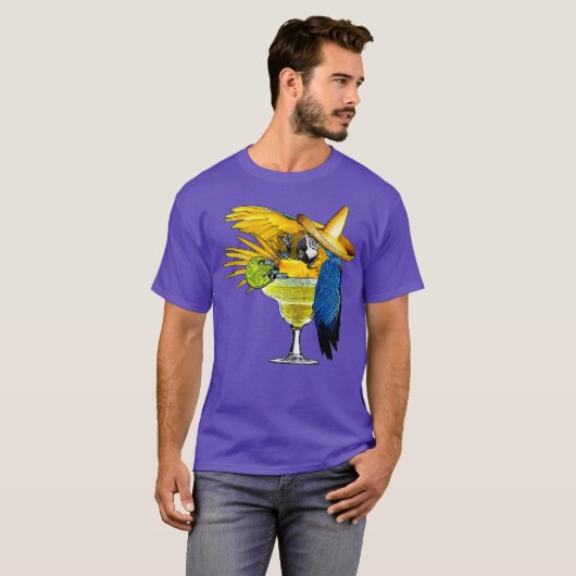Funny Parrot Drink glas in Margarita T-shirt (Voorkant volledig)