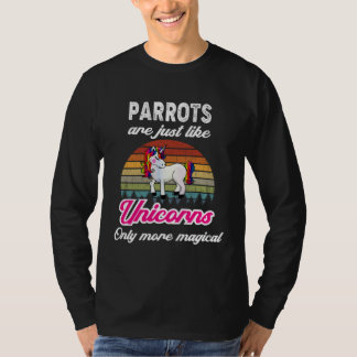 Funny Parrots Design Retro Unicorn Vintage Sunset T-shirt