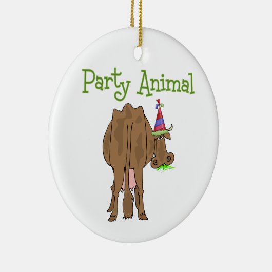 Funny Party Animal Birthday Koe Keramisch Ornament (Rechts)