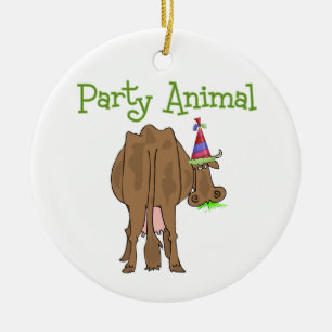 Funny Party Animal Birthday Koe Keramisch Ornament