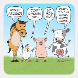 Funny Party Animals Advieze Vierkante Sticker