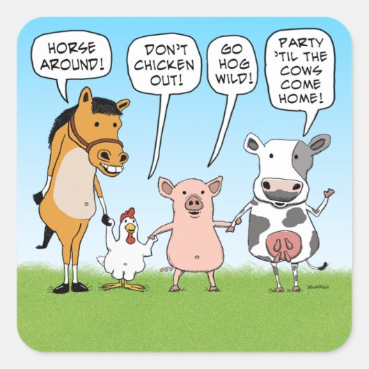 Funny Party Animals Advieze Vierkante Sticker (Voorkant)