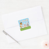 Funny Party Animals Advieze Vierkante Sticker (Envelop)