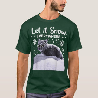 Funny Party Cat met zonnebril laat het elke sneeuw T-shirt