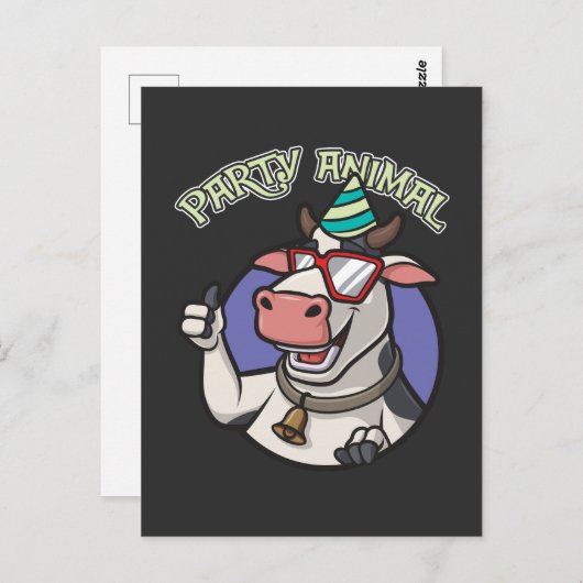 Funny Party Cow Boerderij Dierenvriend Briefkaart (Voorkant / Achterkant)