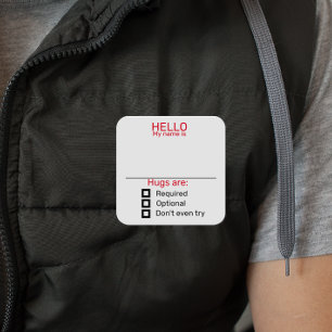 Funny Party Name Tag Badge Sticker Hugs