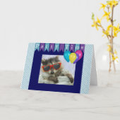 Funny Party Raccoon carte d'anniversaire (Fleur jaune)