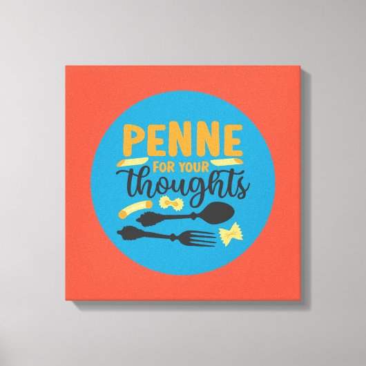 Funny Pasta Food Pun  Colour Typography Art Canvas Afdruk (Voorkant)