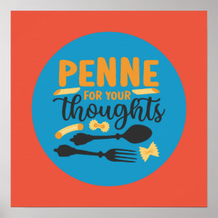 Funny Pasta Food Pun Colour Typography Art Poster