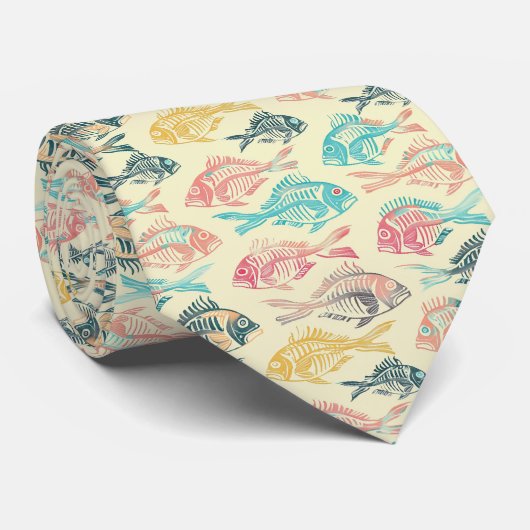 Funny Pastel Fishbone Stropdas (Opgerold)