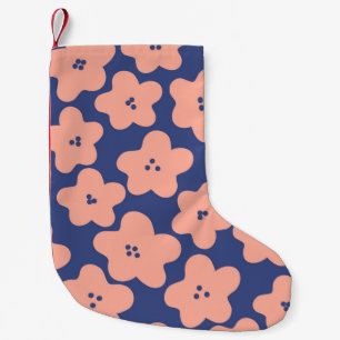 Funny pastel orange flowers on bright blue backgro kleine kerstsok