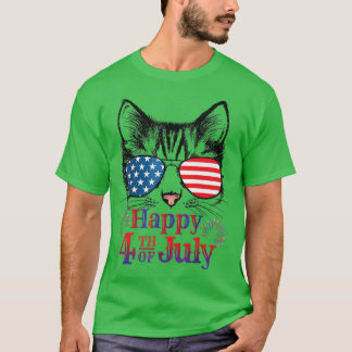Funny Patriotic Cat Happy 4 juli Onafhankelijkheid T-shirt