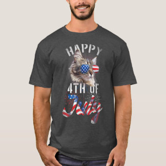 Funny Patriotic Cat Happy 4 juli Onafhankelijkheid T-shirt