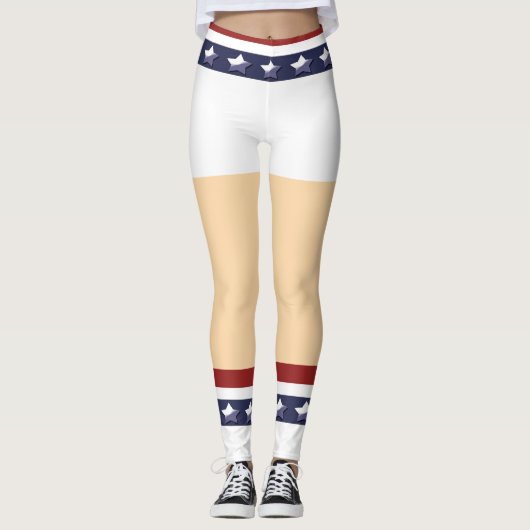 Funny Patriotic cheerleader legs strips Leggings (Voorkant)