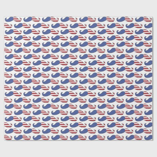 Funny Patriotic Mustache Pattern Cadeaupapier (Vlak)