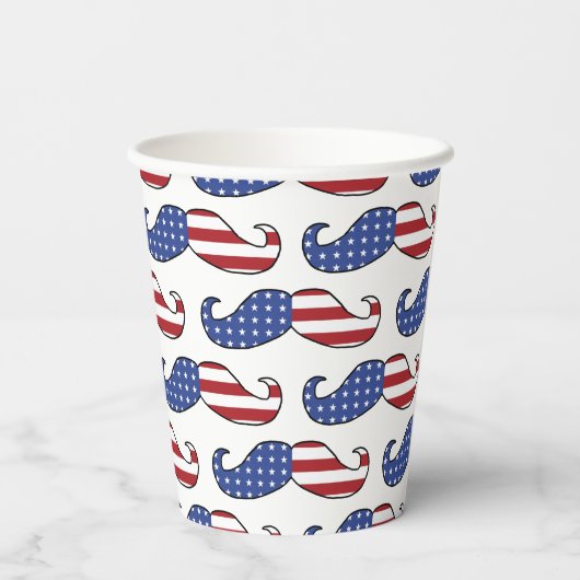Funny Patriotic Mustache Pattern Papieren Bekers (Achterkant)