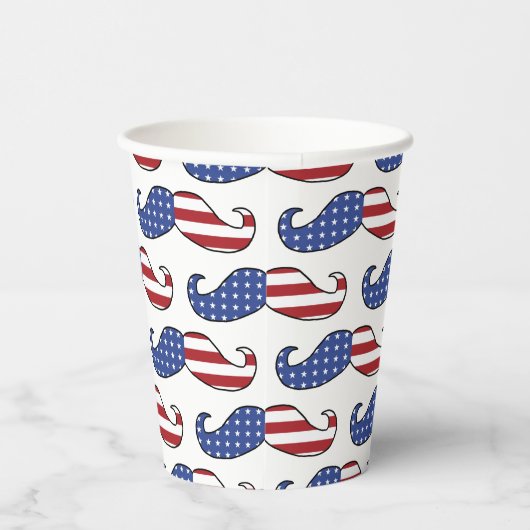 Funny Patriotic Mustache Pattern Papieren Bekers (Rechts)