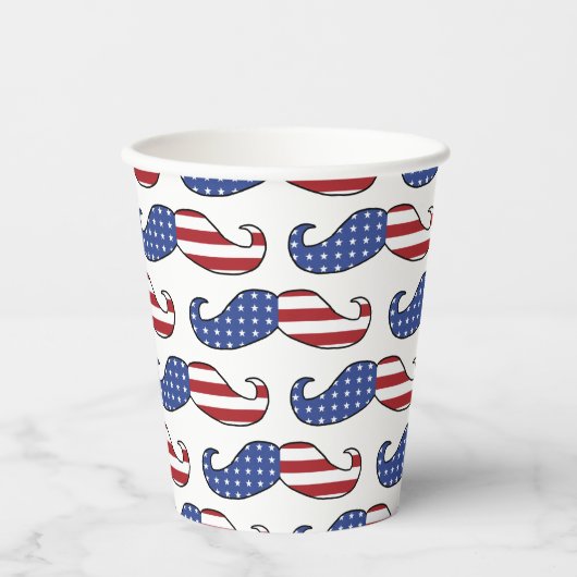Funny Patriotic Mustache Pattern Papieren Bekers (Voorkant)
