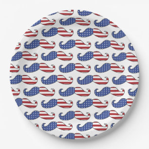 Funny Patriotic Mustache Pattern Papieren Bordje