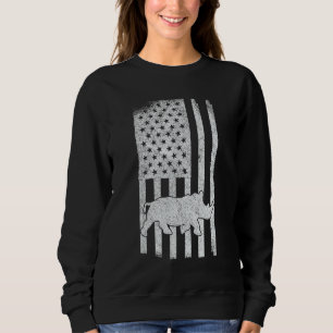 Funny Patriotic Rhino USA Flag Chubby Unicorn Retr Trui