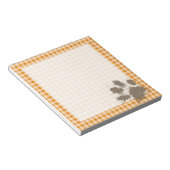 Funny Pawprint op Donkere Oranje Gingham Notitieblok (Schuin)