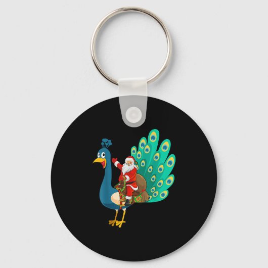 Funny Pea Bird Lover Santa Riding Pea Christmas Sleutelhanger (Voorkant)