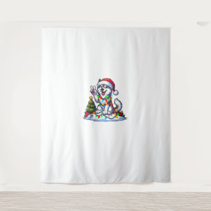 Funny Peace Hand Husky Christmas Lights Vrouwen Ma Wandkleed