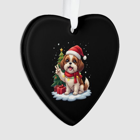 Funny Peace Hand Shih Tzu Christmas Lights Womens (devant)
