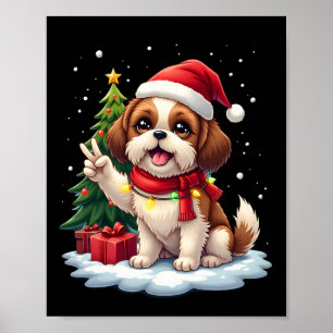 Funny Peace Hand Shih Tzu Kerstlichtjes Dames Poster