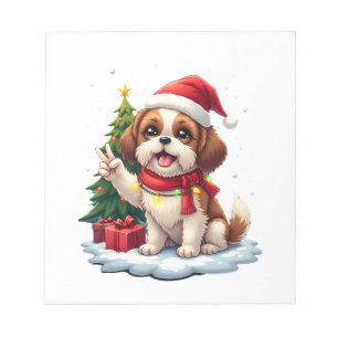 Funny Peace Hand Shih Tzu Kerstverlichting Dames Notitieblok