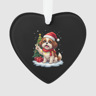Funny Peace Hand Shih Tzu Kerstverlichting Dames  Ornament