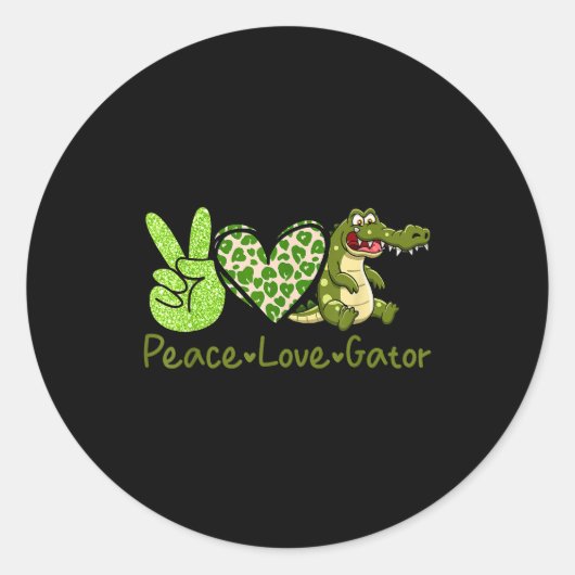 Funny Peace Love Gator Cute Costume Animal Lover A Ronde Sticker (Voorkant)