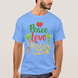 Funny Peace Love Veggies Slogan Vegans Veganism Ve T-shirt