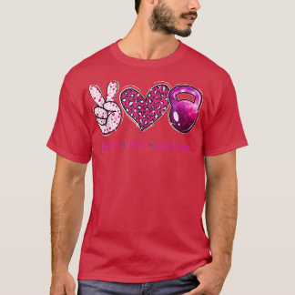 Funny Peace Love Workout Gym Lifting Gymer Valenti T-shirt