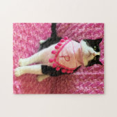 Funny Peaches le Tuxedo Cat Pink Puzzle (Horizontal)