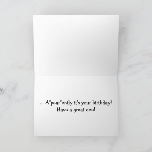 Funny Pear Birthday Pun Hipster Voeg een naam toe Kaart (Binnen)