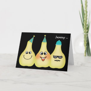 Funny Pear Birthday Pun Hipster Voeg een naam toe Kaart