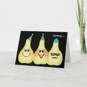 Funny Pear Birthday Pun Hipster Voeg een naam toe Kaart (Voorkant)