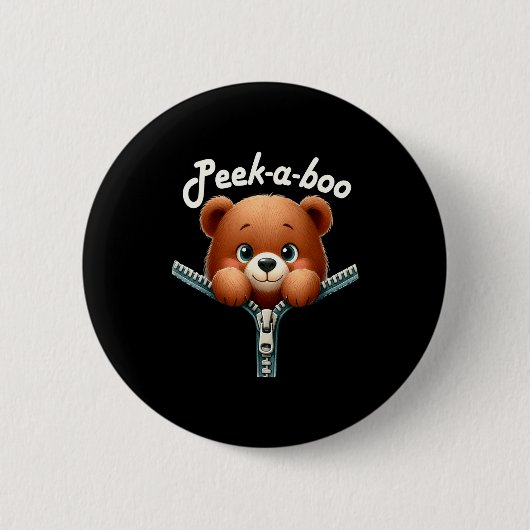 Funny - Peek-a-boo - Bear Ronde Button 5,7 Cm (Voorkant)