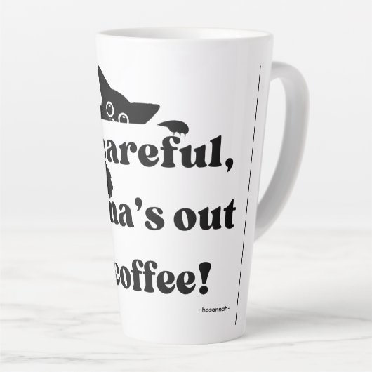 Funny Peekaboo Chat noir Latte Mug - Café mignonne (Angle droit)