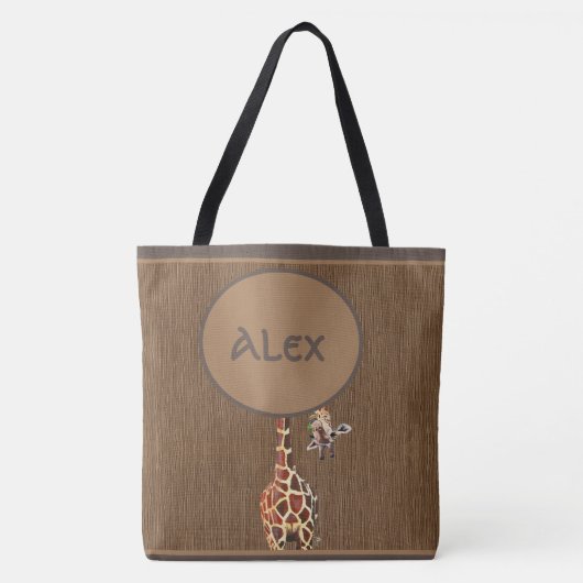 Funny Peeking Giraffe Monogram Tas (Voorkant)