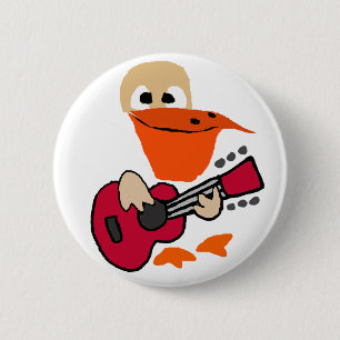 Funny Pelican die gitarkunst speelt Ronde Button 5,7 Cm