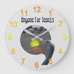 Funny Pelican Tennis Player, Wall Clock Grote Klok