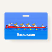 Funny pelicans rowing cartoon illustratie badge (Achterkant)