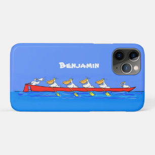 Funny pelicans rowing cartoon illustratie iPhone 11 pro hoesje